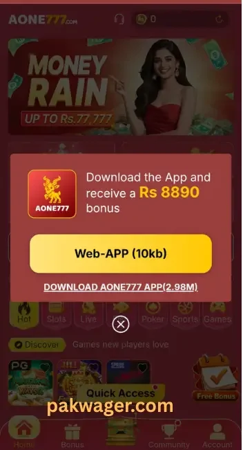AONE777 Game APK installation